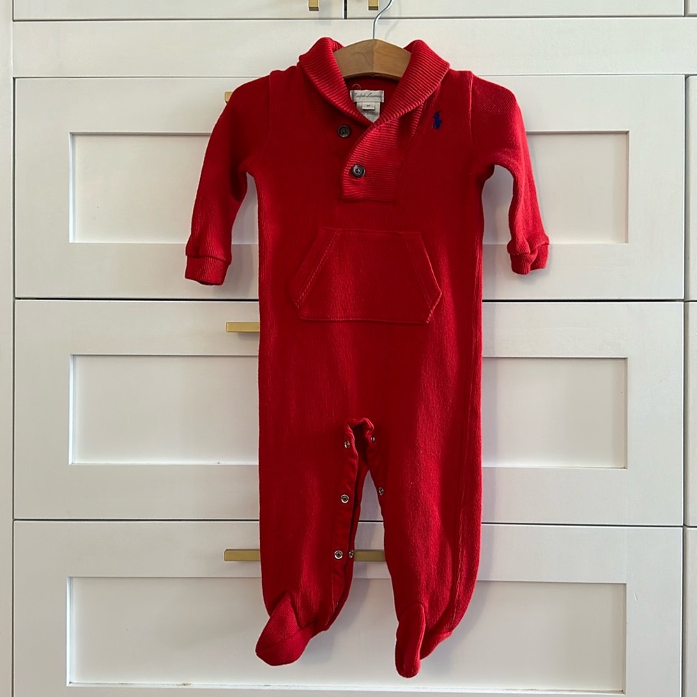 Ralph Lauren Shawl Collar Footed Romper - Baby 9M